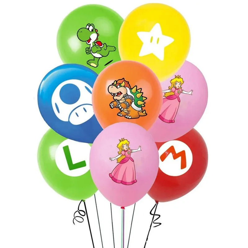 Mario Luigi Peach Princess Balloon Set Kawaii Anime Figure Balloons Kids Happy Birthday Party Decoration Supply Kids Toys Gifts