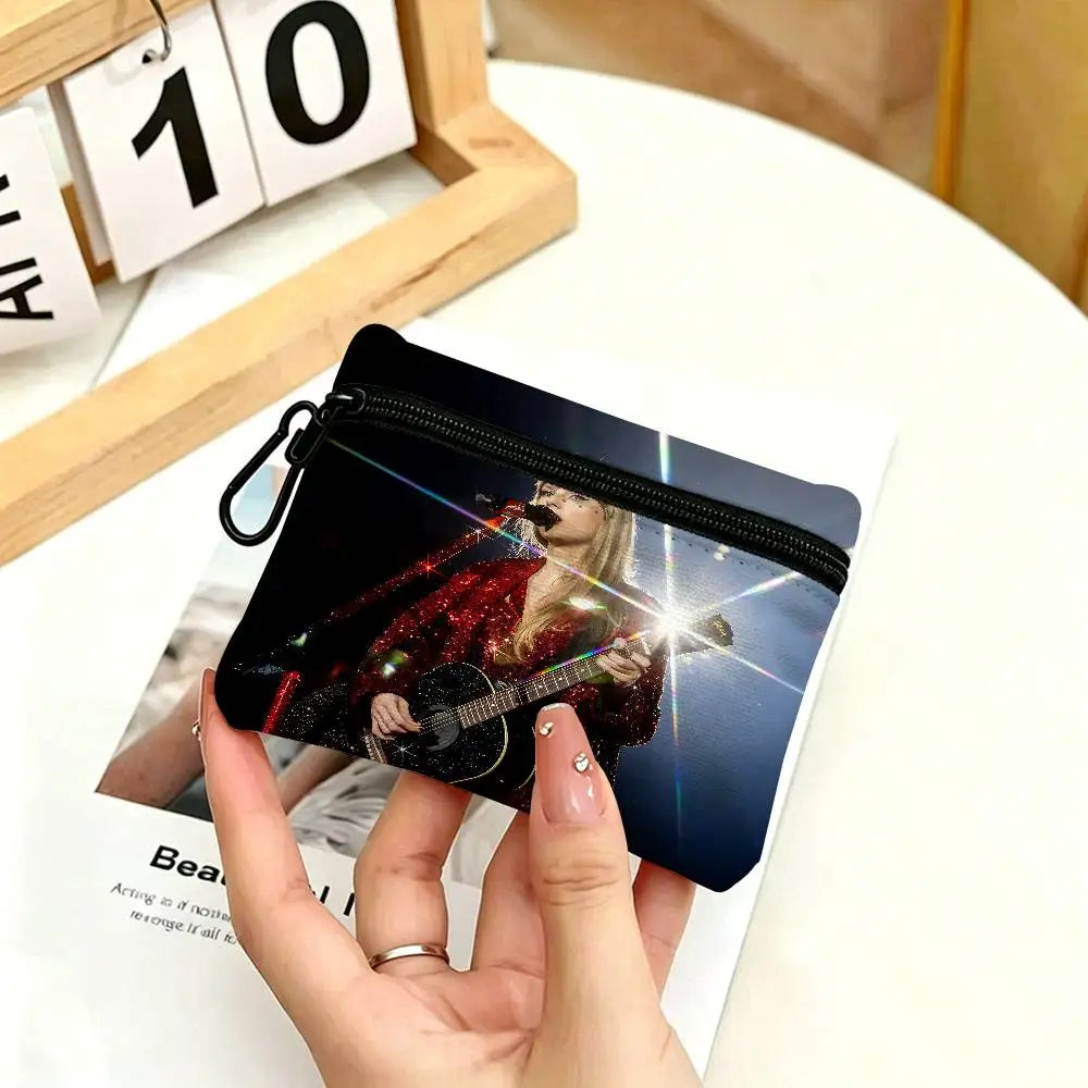 Singer T-Taylor-S-Swift-ES T-TTPD Oxford Fabric Mini Wallet Smooth Zipper Hanging Design Multi-use Small Storage Bag For Travel