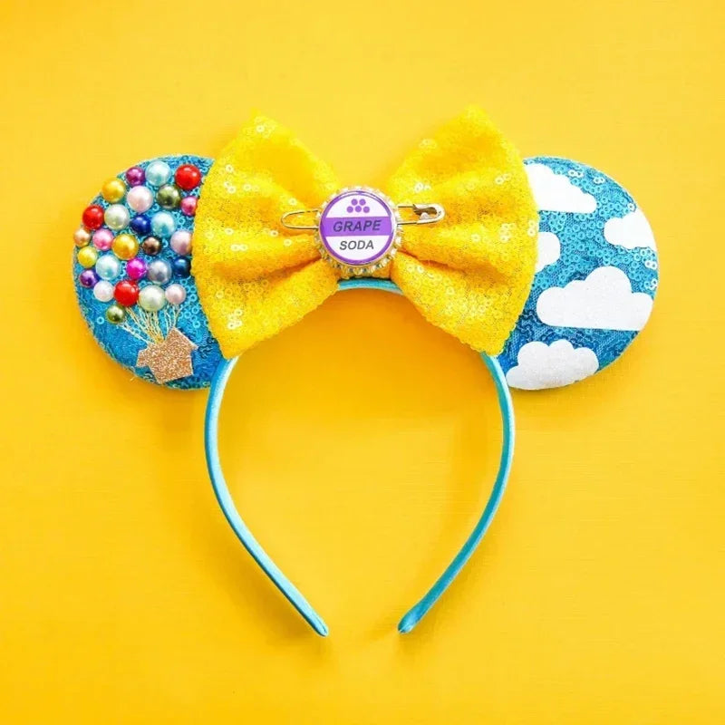 Cute Lilo & Stitch Headbands for Girls Leaves Ears Hair Bands Kids Disney Angel Hair Accessories Women Sequins Bow Baby Headwear
