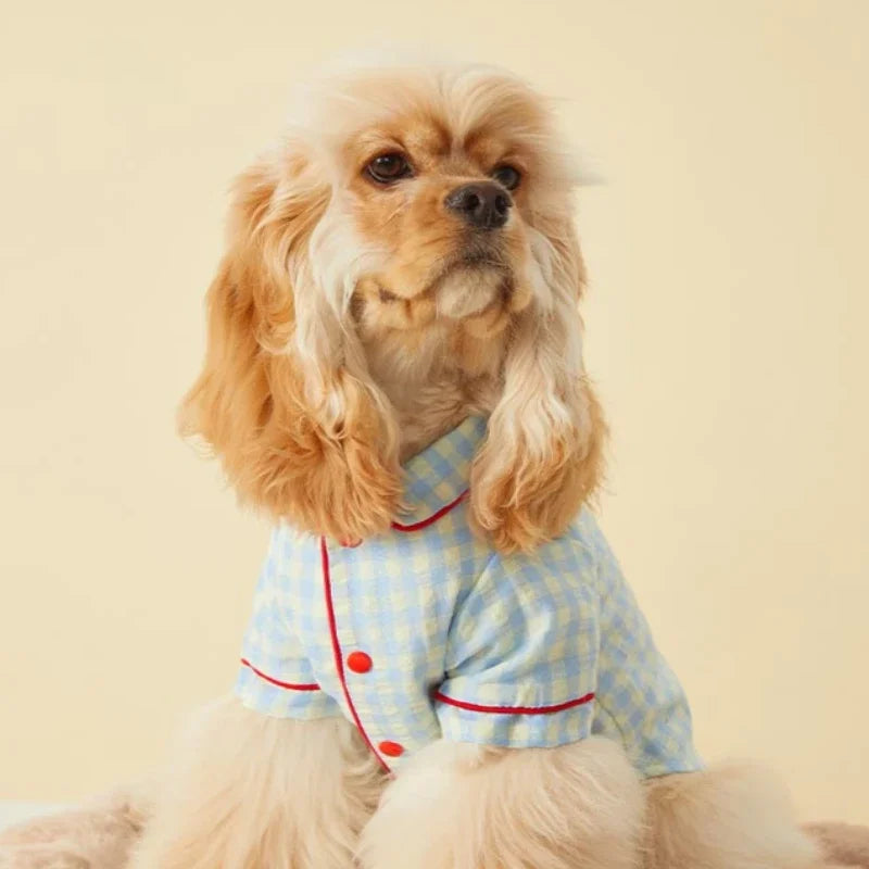 2025 Summer Dog Clothes Pet Plaid Loungewear Comfort Maltese Bigbear Schnauzer