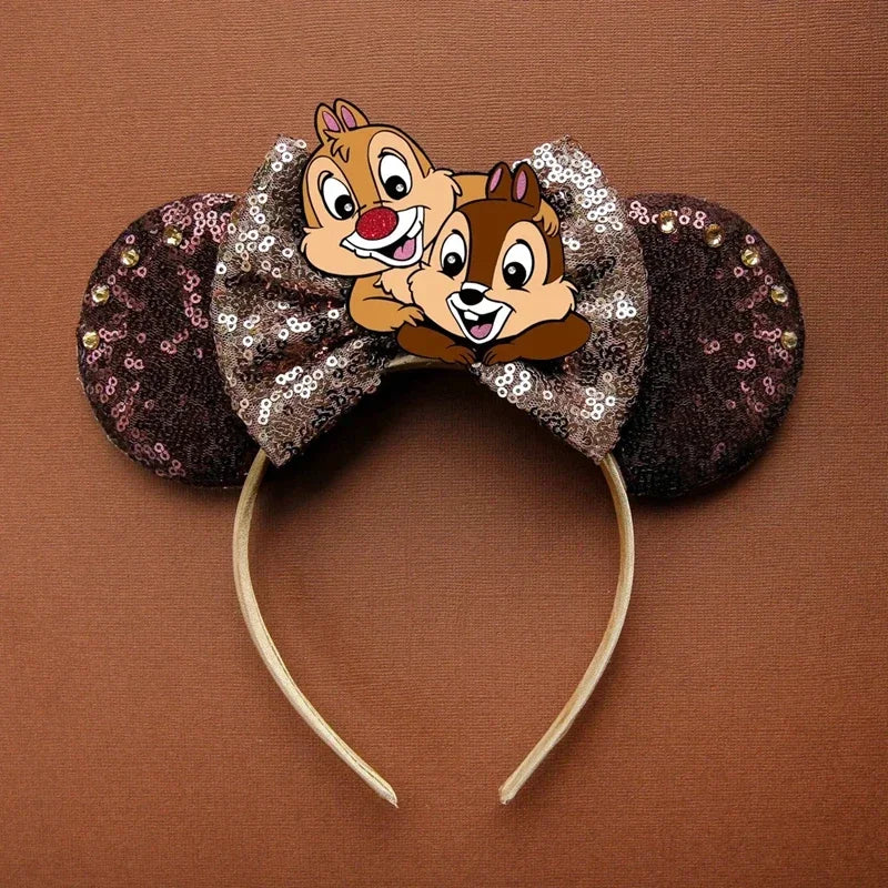 Cute Lilo & Stitch Headbands for Girls Leaves Ears Hair Bands Kids Disney Angel Hair Accessories Women Sequins Bow Baby Headwear
