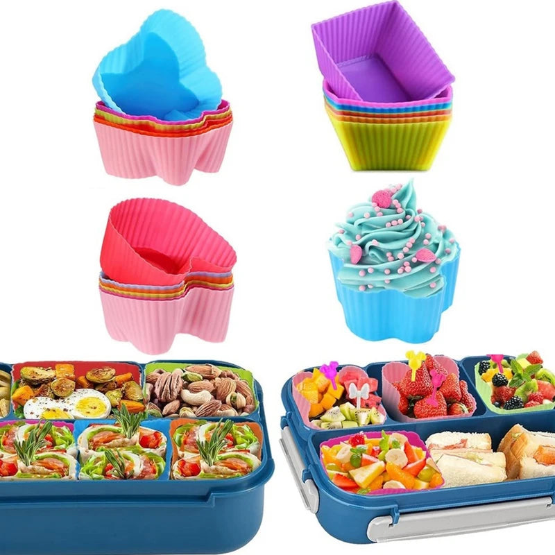 8PCS Silicone Lunch Box Dividers For Children Kids School Food Dividers For Bento Box Silicone Cupcake Liners Mold Baking Tools.