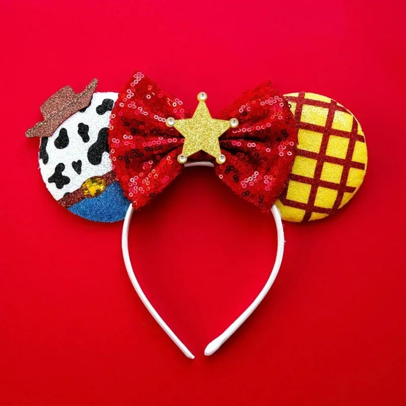 Cute Lilo & Stitch Headbands for Girls Leaves Ears Hair Bands Kids Disney Angel Hair Accessories Women Sequins Bow Baby Headwear