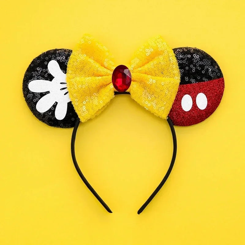 Cute Lilo & Stitch Headbands for Girls Leaves Ears Hair Bands Kids Disney Angel Hair Accessories Women Sequins Bow Baby Headwear