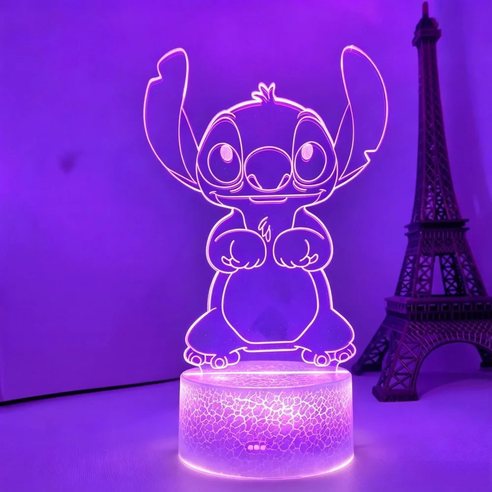 Lilo & Stitch 3D LED Night Light 7/16 Color Smart Touch Room Decor Bedside Night Light Birthday Valentine's Day Christmas Gift