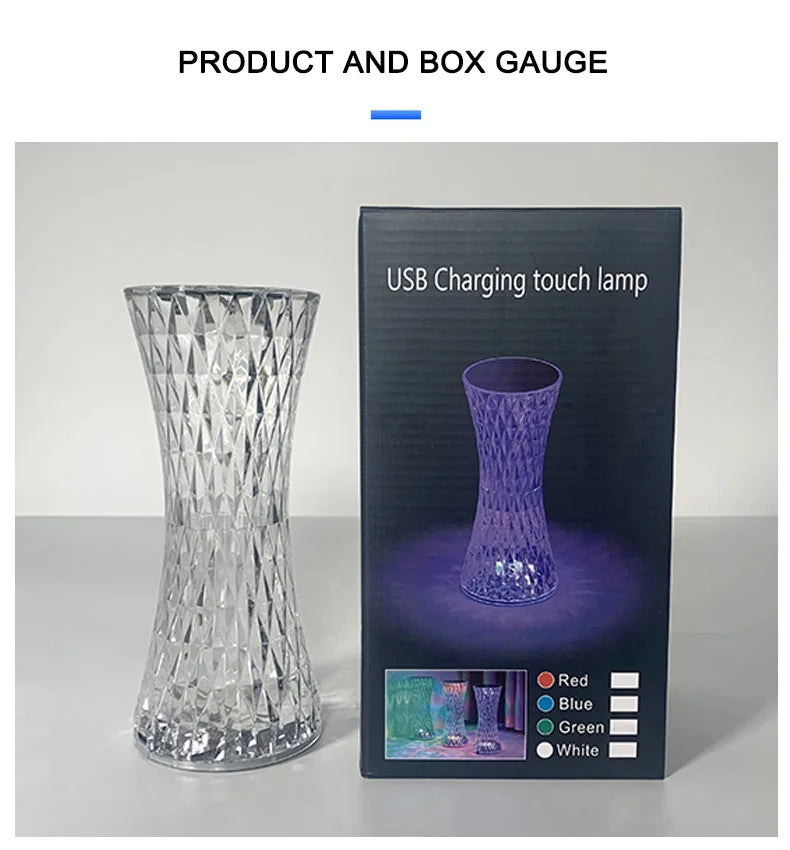 Crystal Bedside Table Lamps Xmas Acrylic Decor Night Lights Bedroom Bedside Led Lighting Gift Diamond Desk Lamp USB Rechargeable