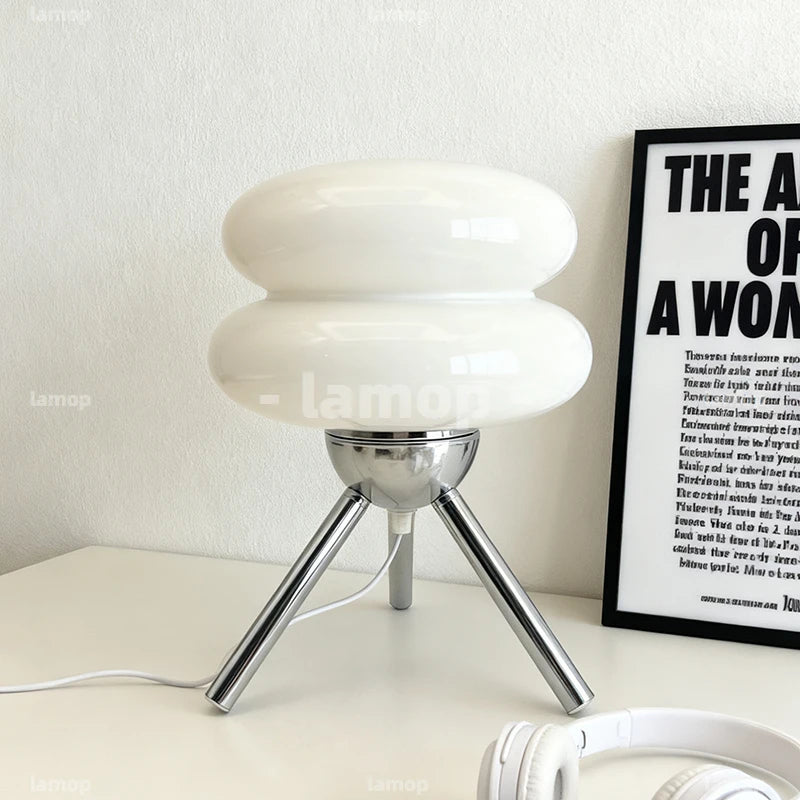 Minimalist Nordic‑style bedroom desk lamp wired ambient light cream‑colored bedside high‑appearance‑quality