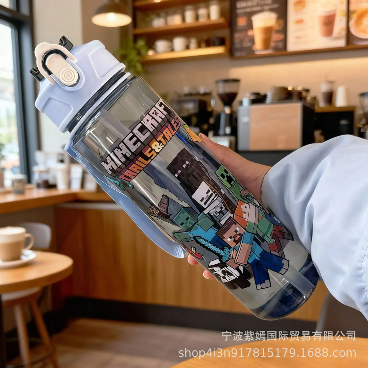 750ml Minecraft Water Cup Bottles High-capacity Drinking Straw Cup Portable Sports Outdoor Bottles Office School Gift