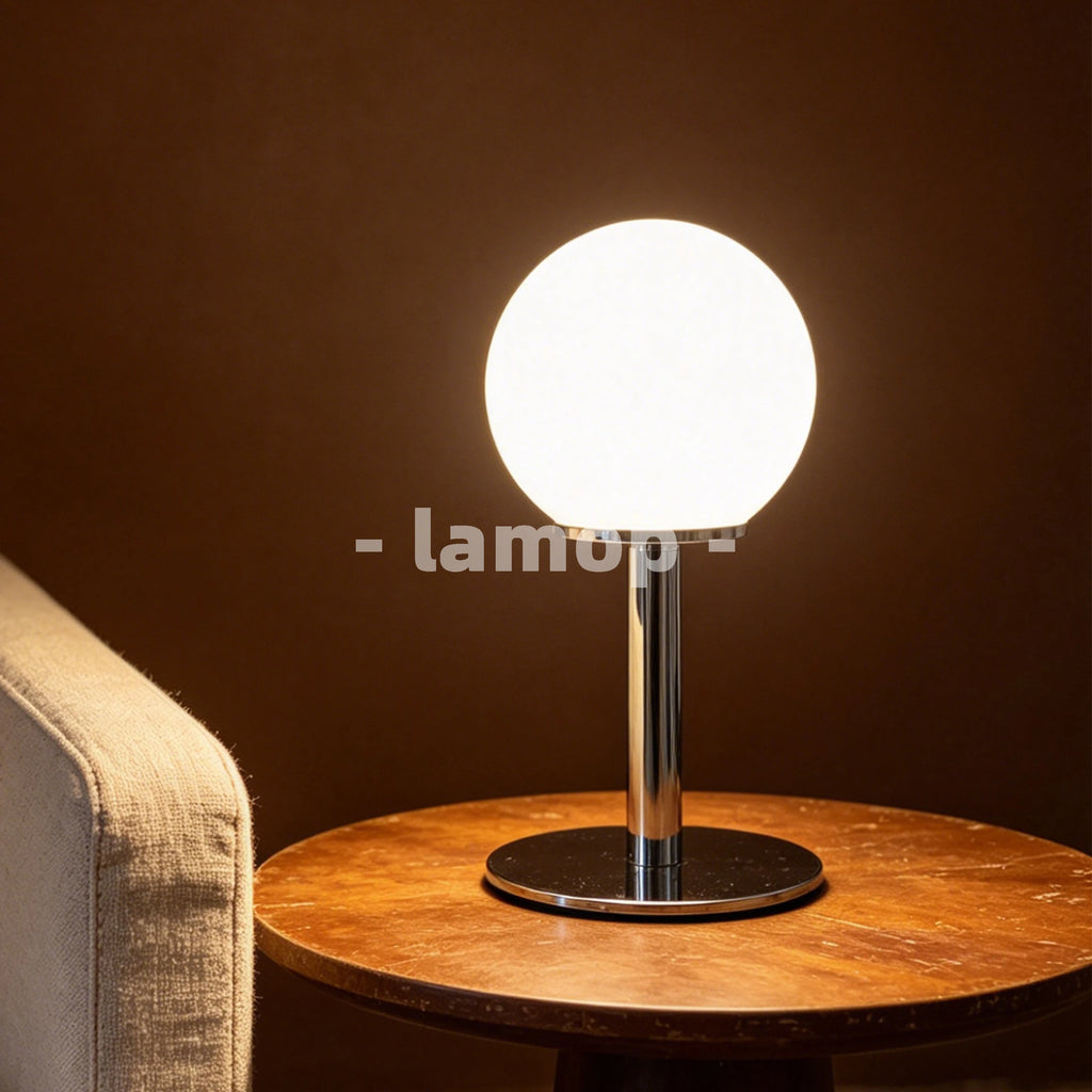 Milky White Solid Globe Chrome Thin Pole Table Lamp Cream Ins White Desk 3 Tone Soft Light Reading Table Decor Lamp