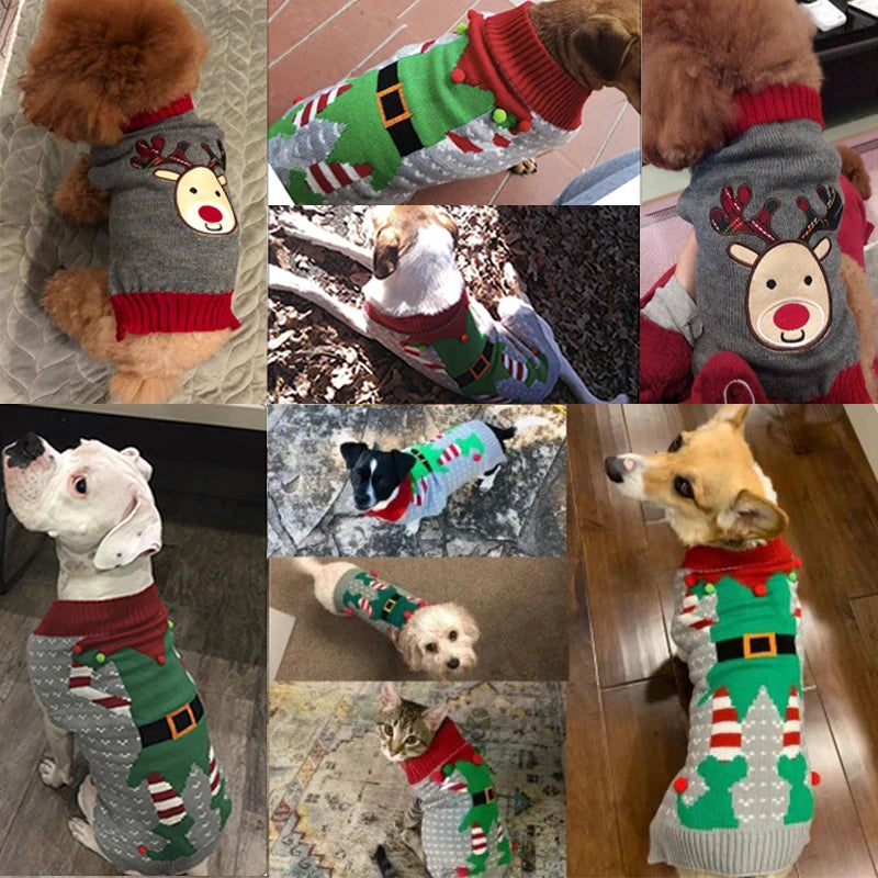 Winter Dog Clothes Christmas Holiday Sweater Chihuahua Teddy Outfit Coat for Small Medium Large Dog and Cat Autumn Warm