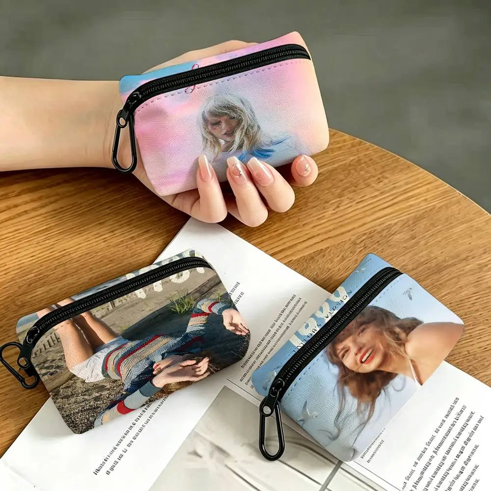 Singer T-Taylor-S-Swift-ES T-TTPD Oxford Fabric Mini Wallet Smooth Zipper Hanging Design Multi-use Small Storage Bag For Travel
