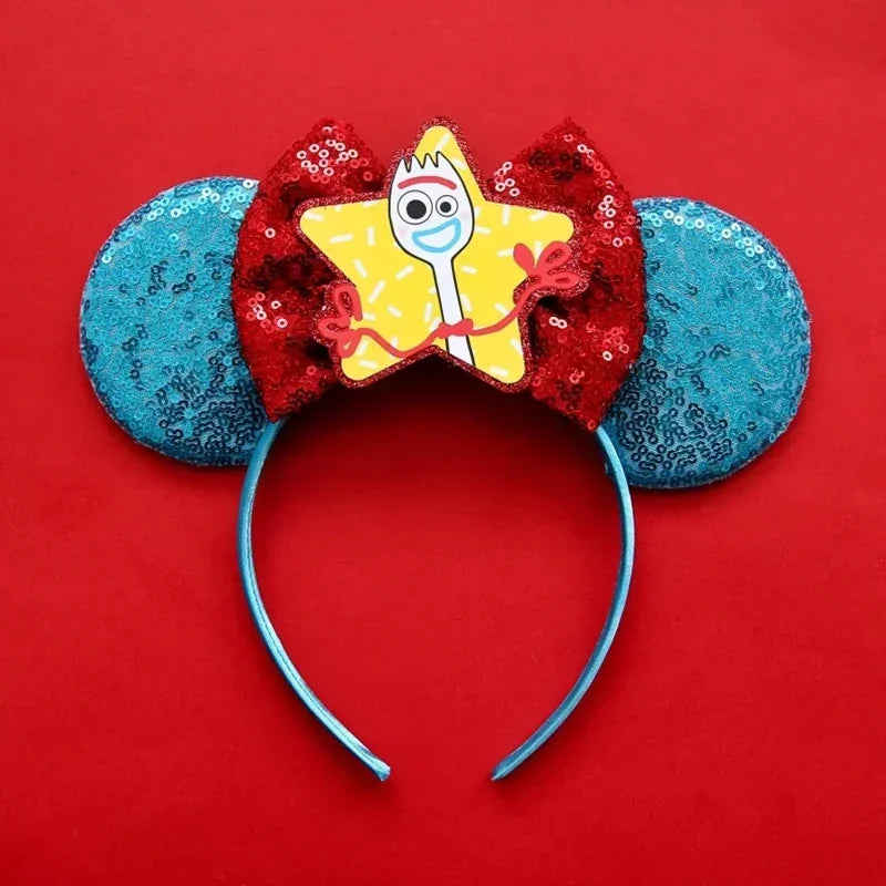 Cute Lilo & Stitch Headbands for Girls Leaves Ears Hair Bands Kids Disney Angel Hair Accessories Women Sequins Bow Baby Headwear