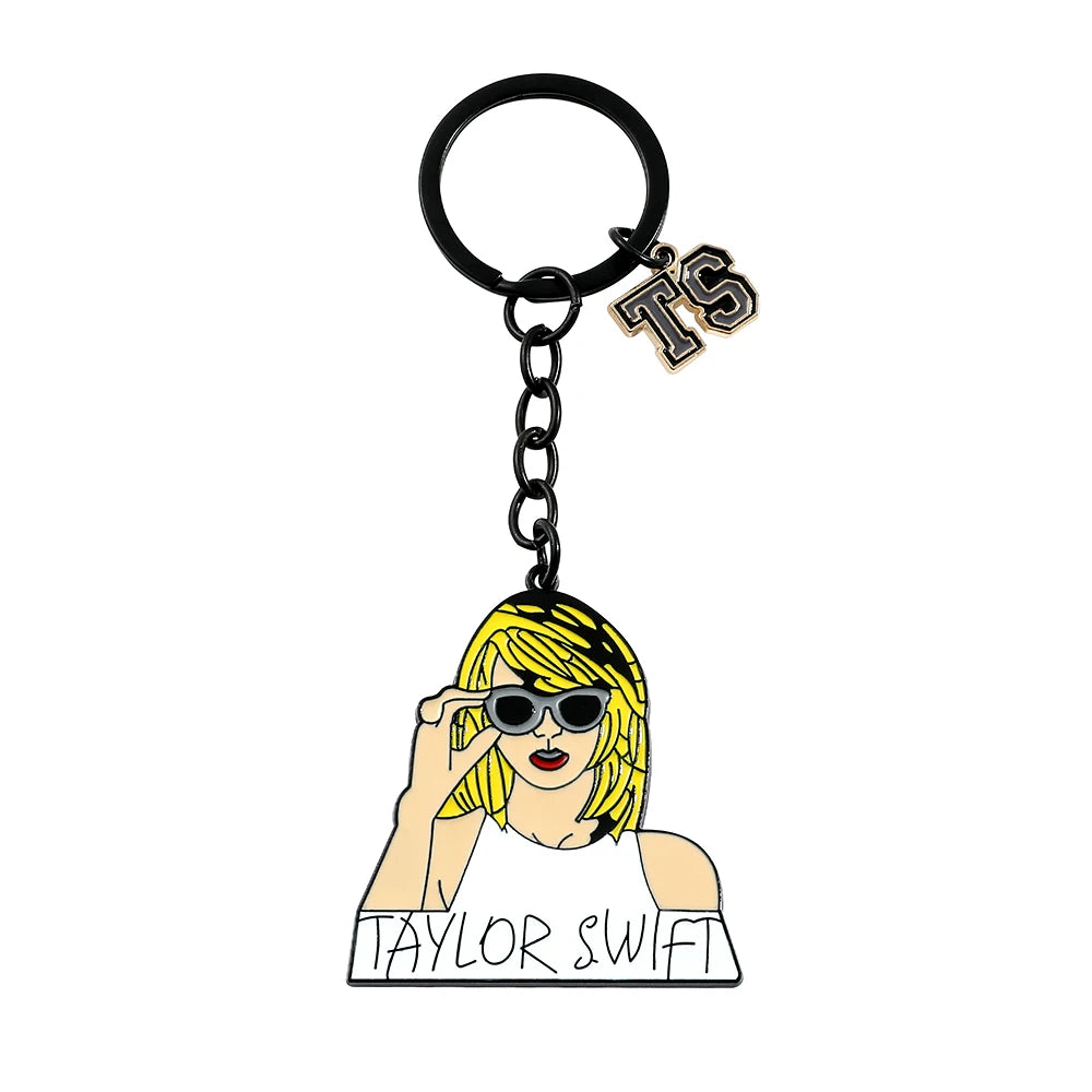Taylor Fashion Music Pop Singer Metal Enamel Cartoon Fashion Pendant Keychain Movie Novel Badges Friends Gifts