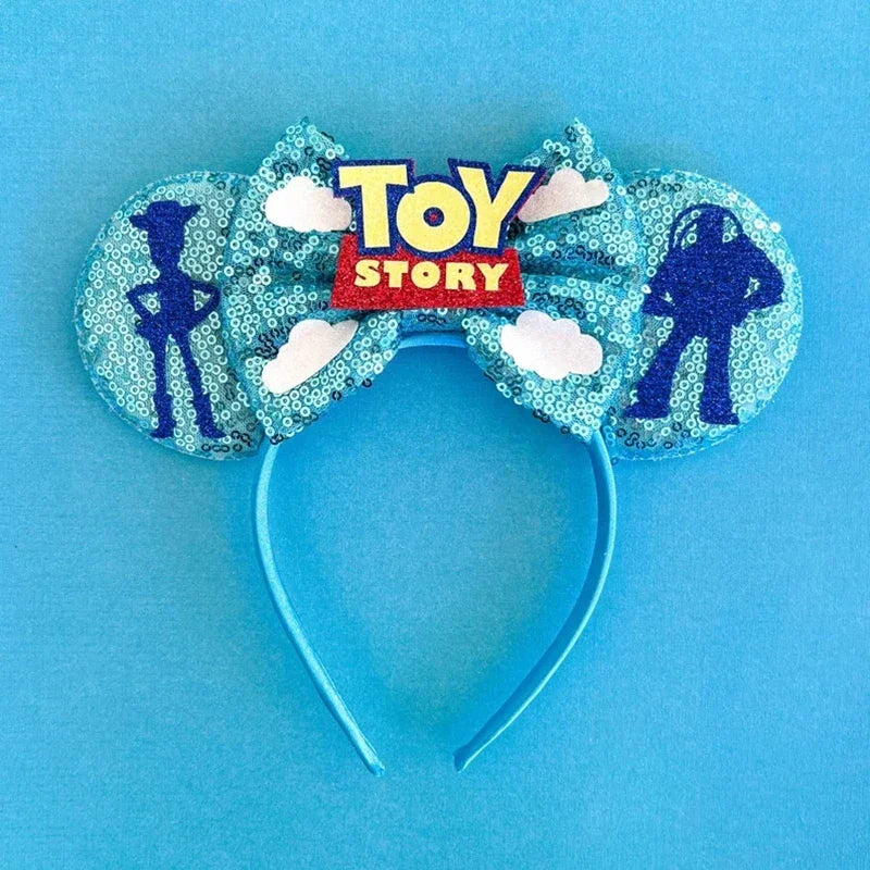 Cute Lilo & Stitch Headbands for Girls Leaves Ears Hair Bands Kids Disney Angel Hair Accessories Women Sequins Bow Baby Headwear