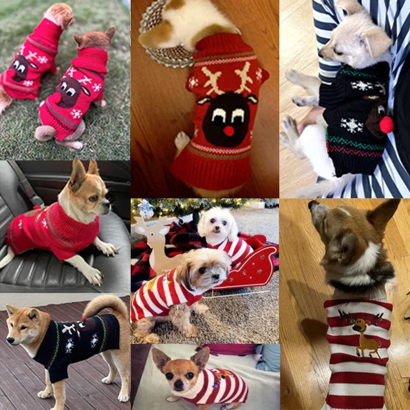 Winter Dog Clothes Christmas Holiday Sweater Chihuahua Teddy Outfit Coat for Small Medium Large Dog and Cat Autumn Warm