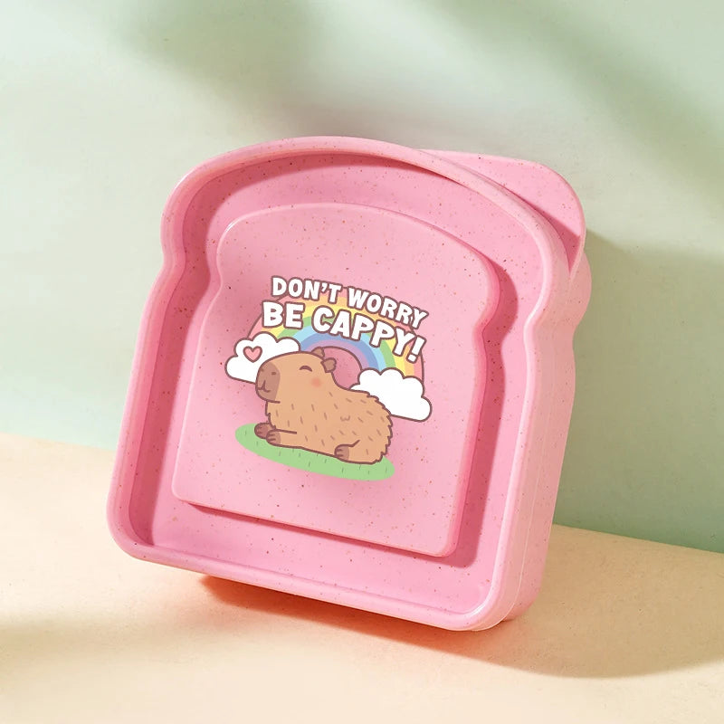 Capybara Portable Lunch Box Sandwich Silicone Toast Shaped Bento Box with Lid Office School Outdoor Lunch Food Container Gift