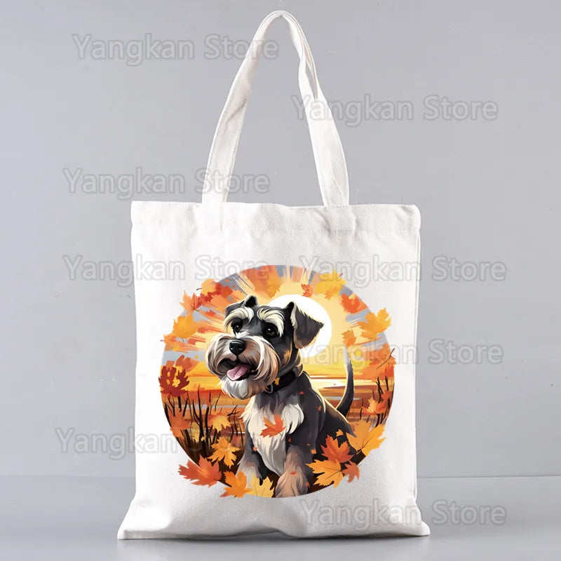 Schnauzer Ladies Handbags Cloth Women Female Foldable Canvas Shoulder Bag Canvas Tote Eco Shopping Bag Canvas Tote Bag Casual