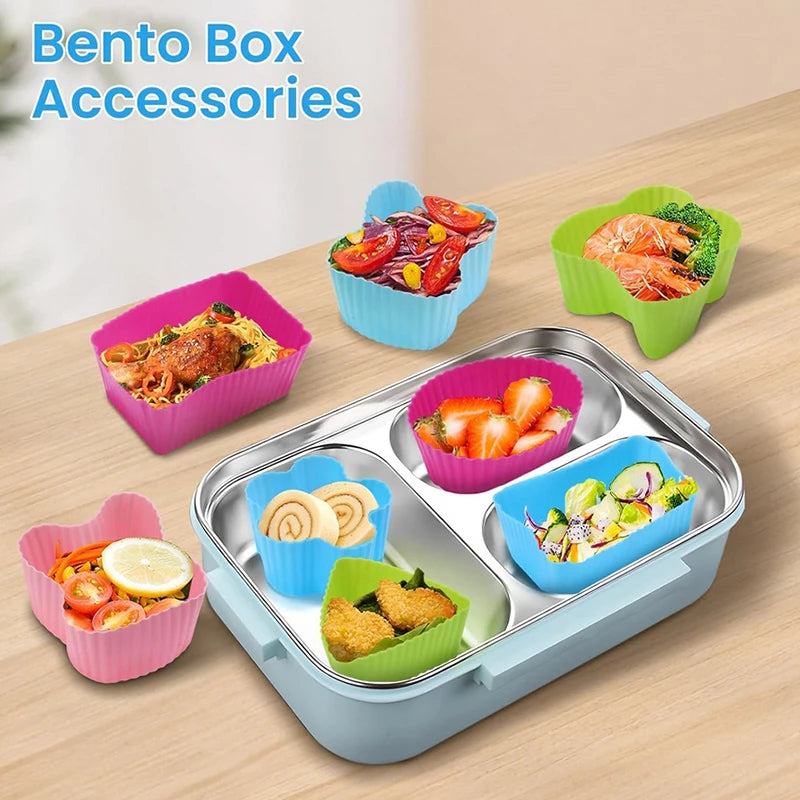 8PCS Silicone Lunch Box Dividers For Children Kids School Food Dividers For Bento Box Silicone Cupcake Liners Mold Baking Tools.