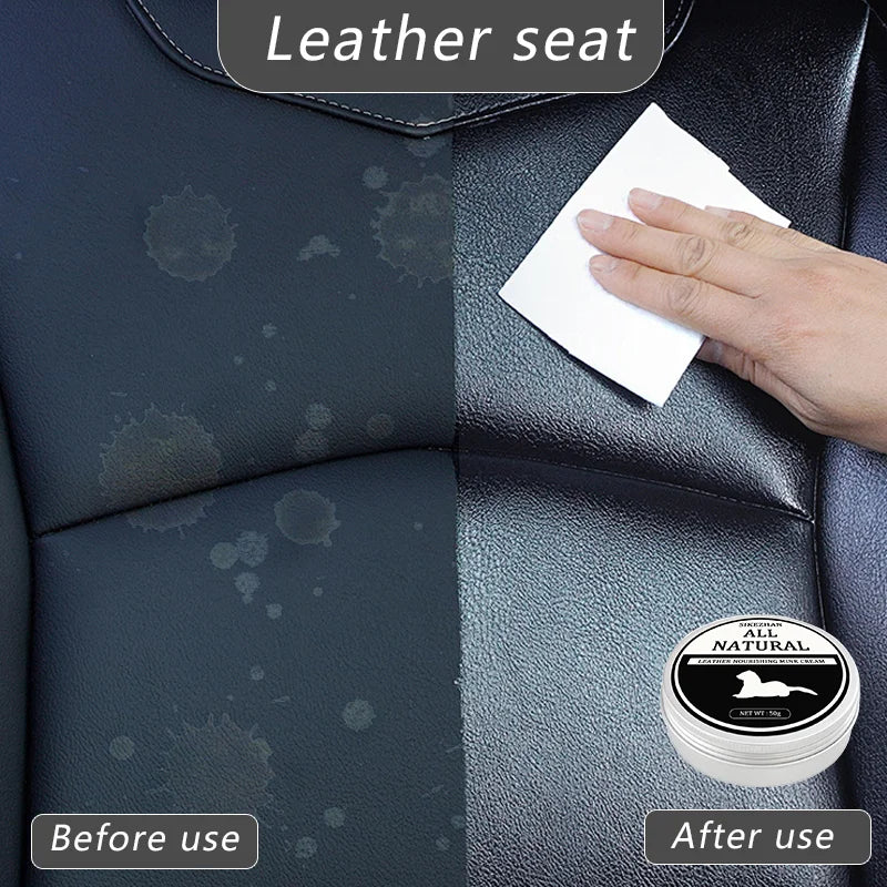 Car Leather Cleaning cream Seat Maintenance Care Oil Leather Restoration Mink Oil Cream Leather Sofa car Interior Polishing