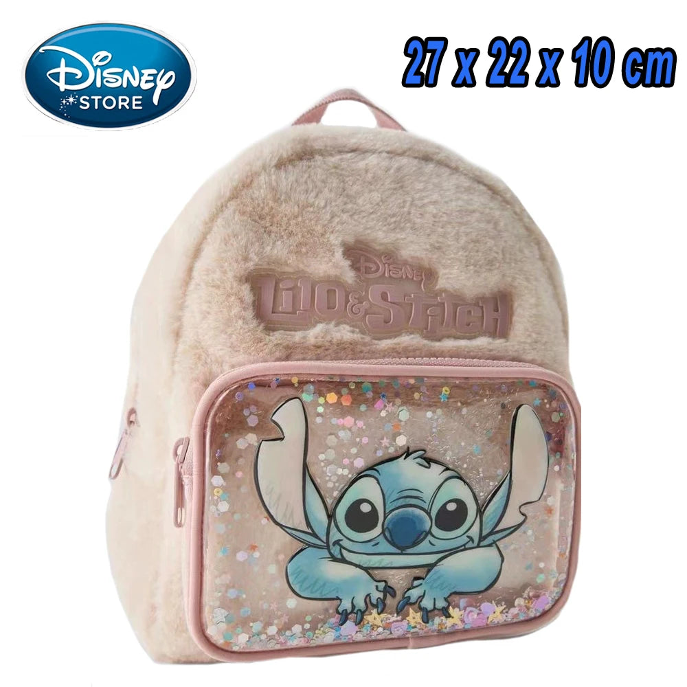 2026 Stitch Plush Backpack Ins Japanese Blue Stitch Funny Cartoon Large-Capacity Student Backpack Kindergarten Bag Child Gift