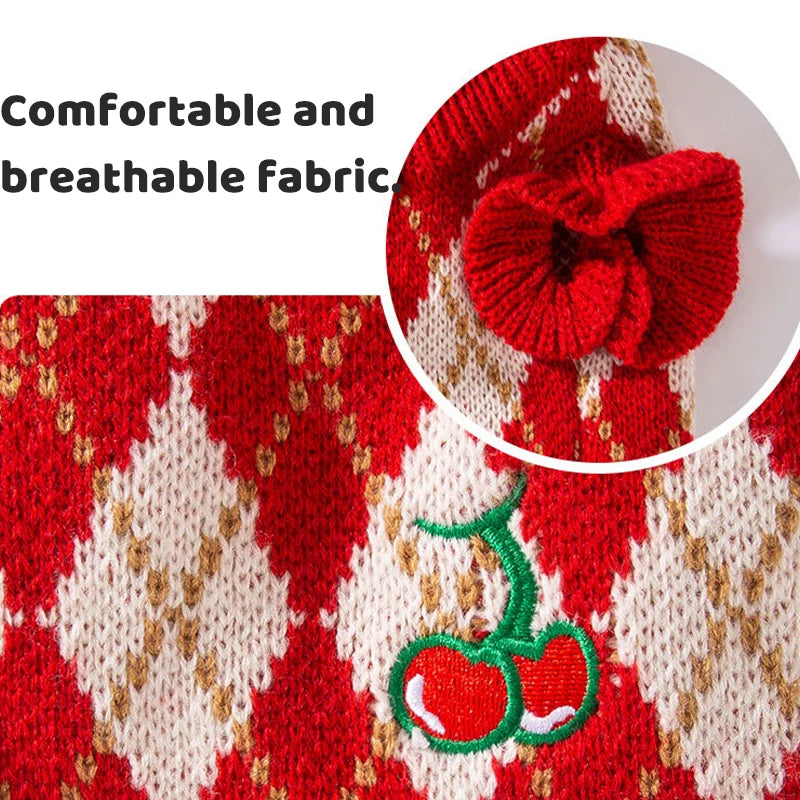 Dog Cherry Sweater Classics Plaid Dog Clothes Small Dogs Winter Pet Coat Chihuahua Bichon Yorkie Puppy Clothing Warm Pullover