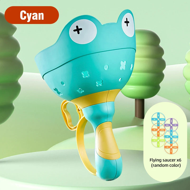 Flying Saucer Disc Launcher Kids Flying Toys Pull String UFO Throw Catch Outdoor Sport Propeller Children Toy Gifts For Boy Girl