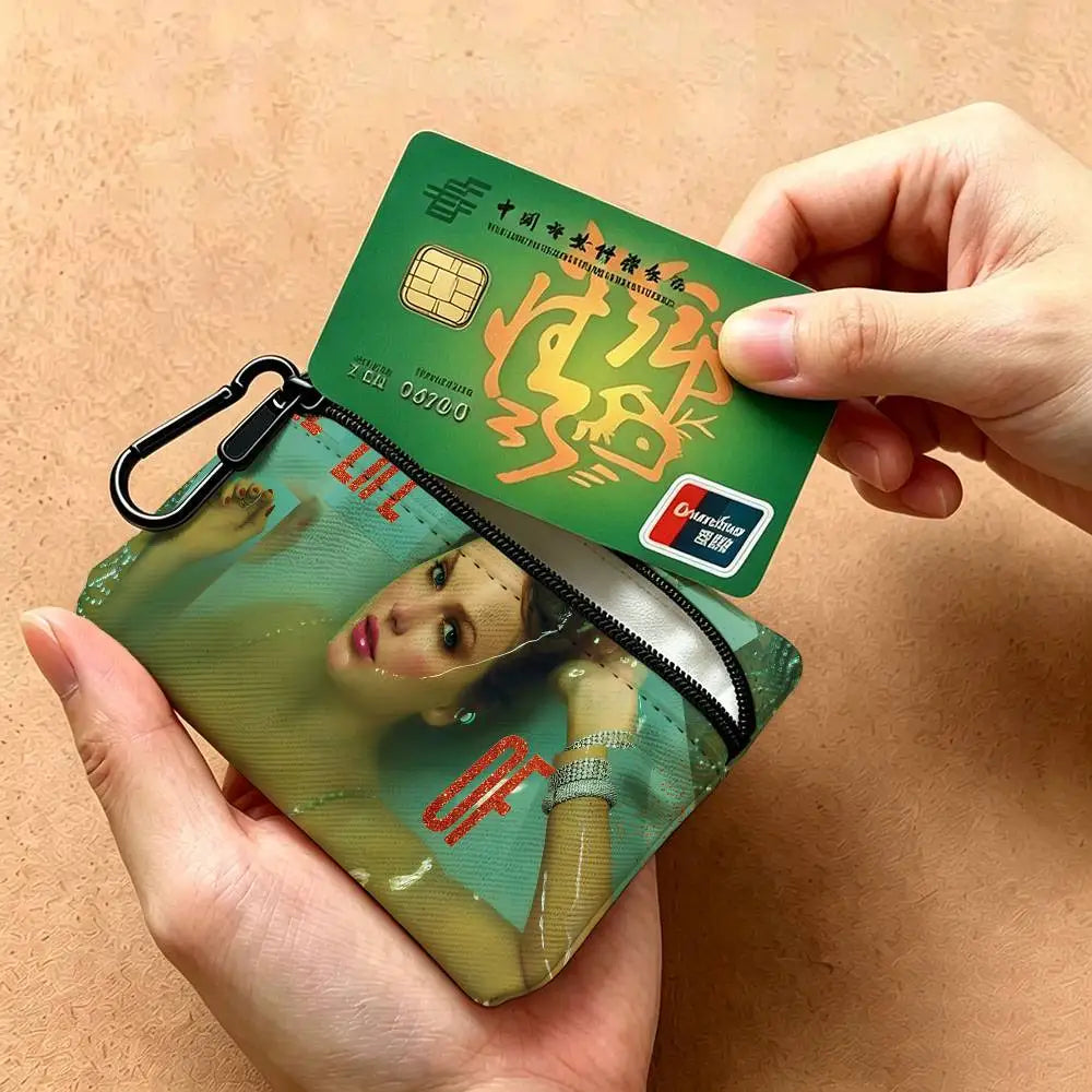 T-Taylor-Swift Lyrical-Pop-Storytelling Mini Hanging Oxford Cloth Coin Bag Durable Zipper Key Card Pouch With Carabiner