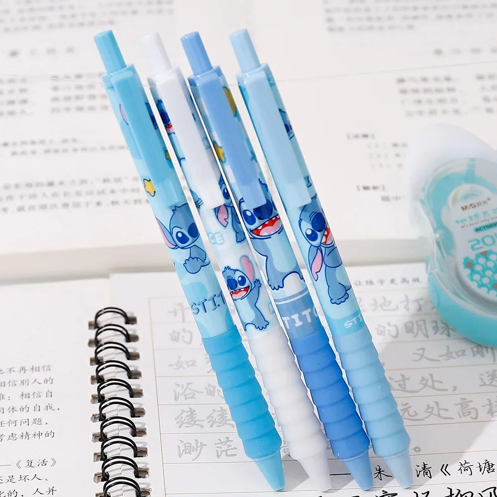 Aniime 4Pcs Stitchss High Quality Needle Type Gel Pens Straight Liquid Ballpoint Pen Stationery School Office Writing Gifts