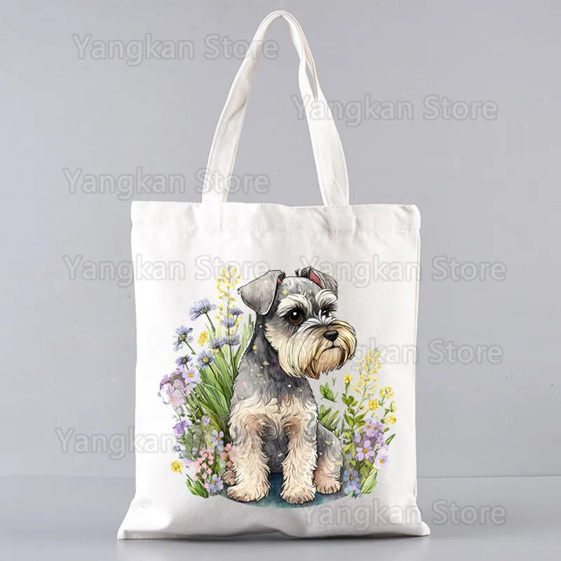 Schnauzer Ladies Handbags Cloth Women Female Foldable Canvas Shoulder Bag Canvas Tote Eco Shopping Bag Canvas Tote Bag Casual