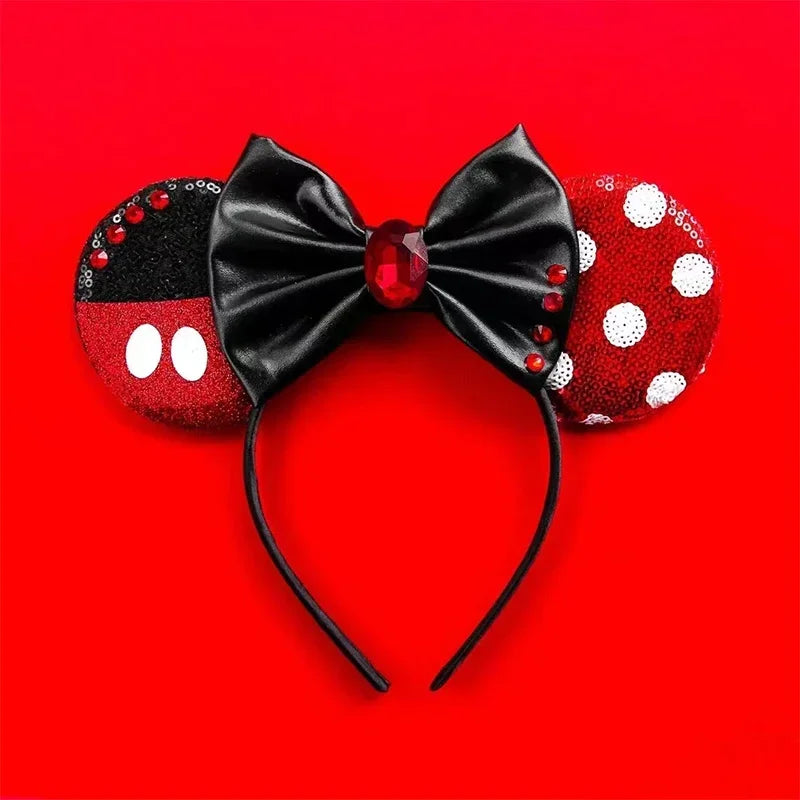 Cute Lilo & Stitch Headbands for Girls Leaves Ears Hair Bands Kids Disney Angel Hair Accessories Women Sequins Bow Baby Headwear
