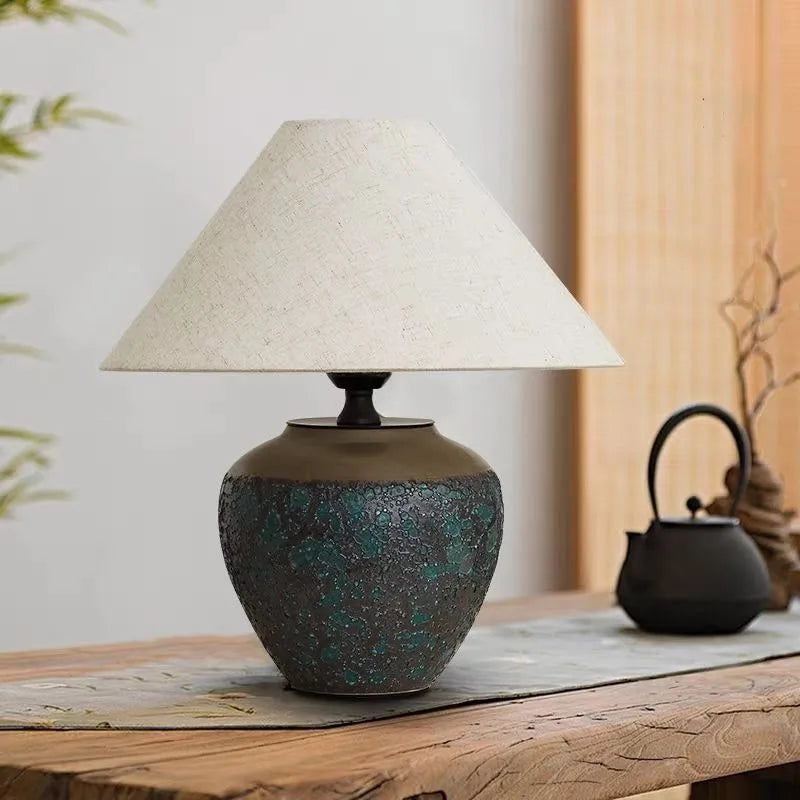 For Wabi-Sabi Style Ceramic Lamp, Bedside Decoration for Hotel, Living Room & Bedroom