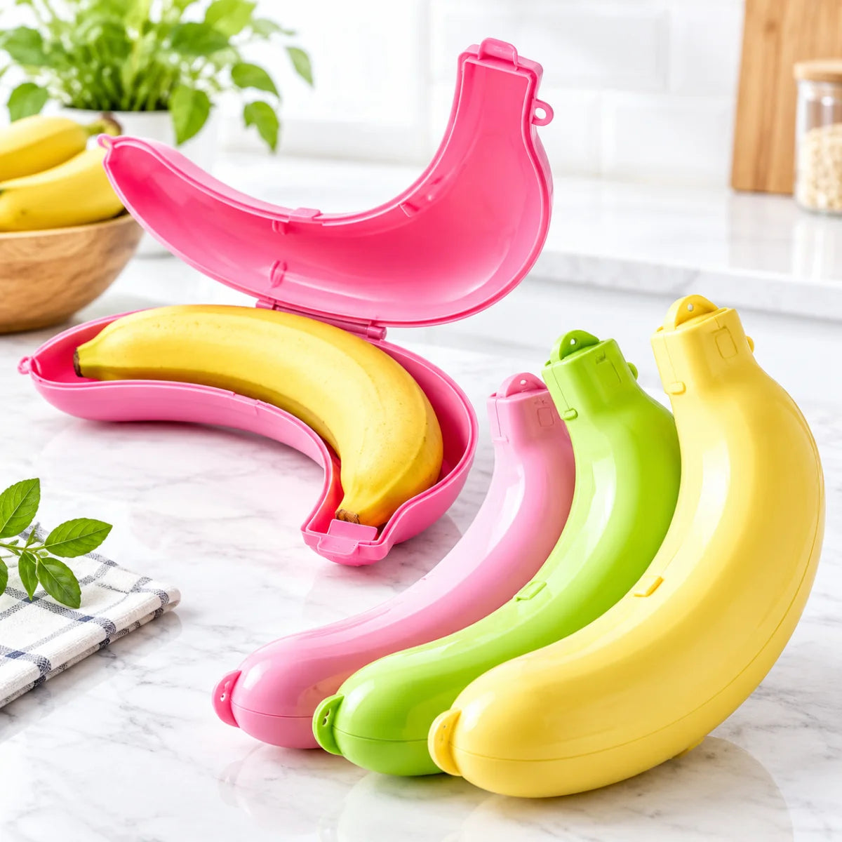 Durable Plastic Banana Container Outdoor Travel Lunch Box School Camping Kitchen Food Storage Creative Gift Idea