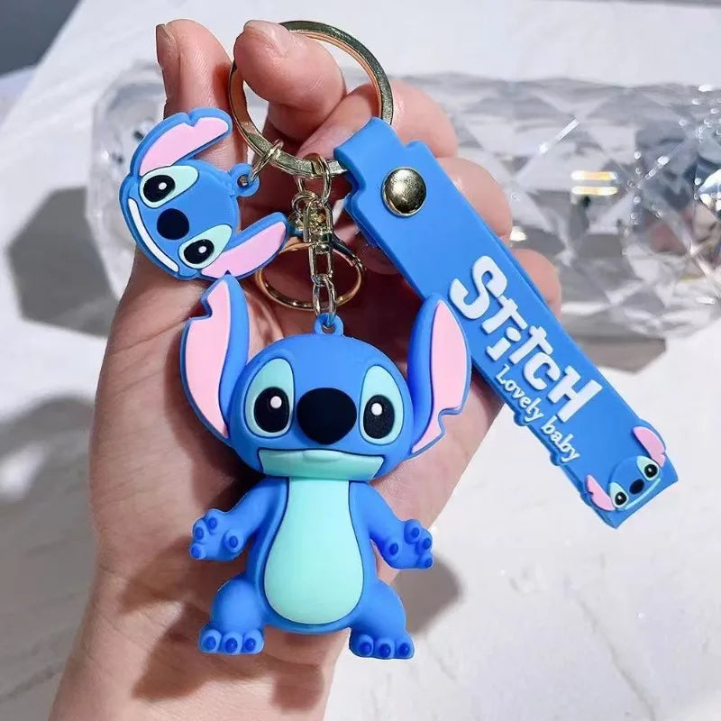 Kawaii Lilo & Stitch Toys Keychian Anime Stitch Pendant Keychain Sweet Pink Angel Keychians Women Car Keyring Girl Birthday Gift