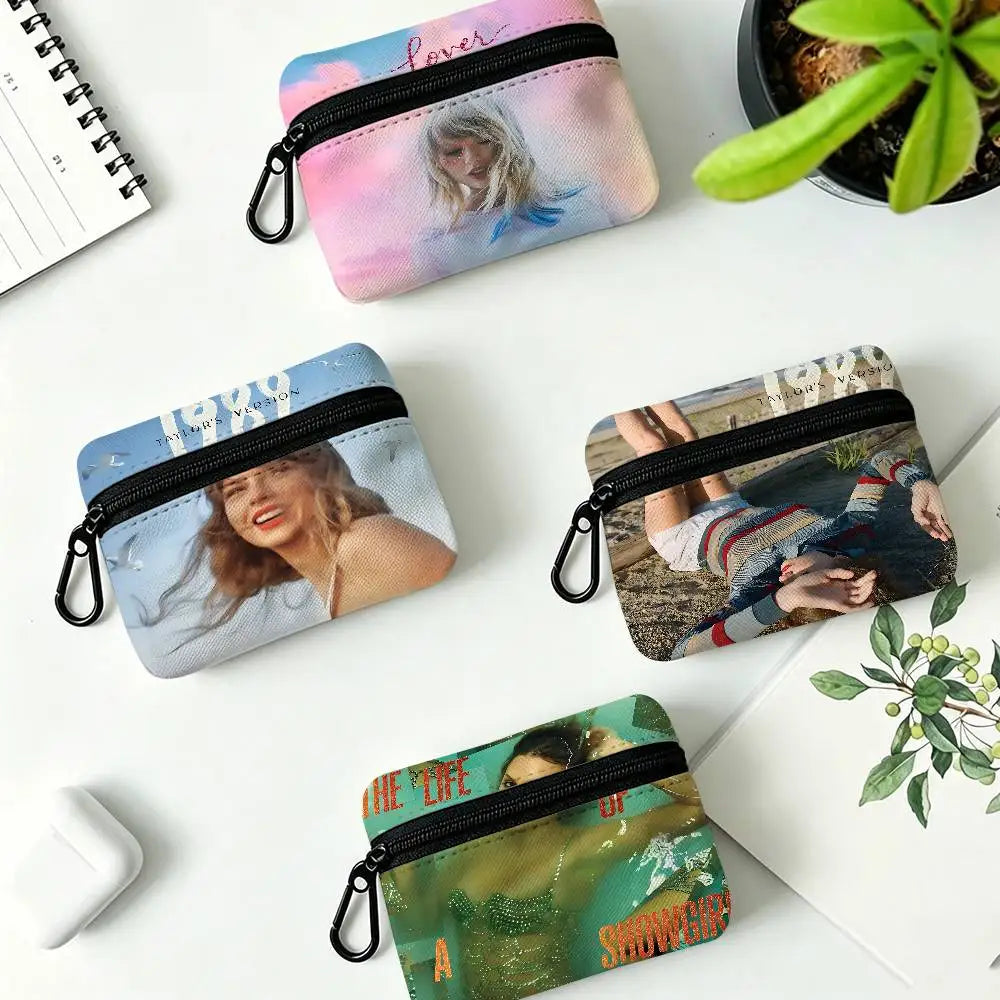 Singer T-Taylor-S-Swift-ES T-TTPD Oxford Fabric Mini Wallet Smooth Zipper Hanging Design Multi-use Small Storage Bag For Travel