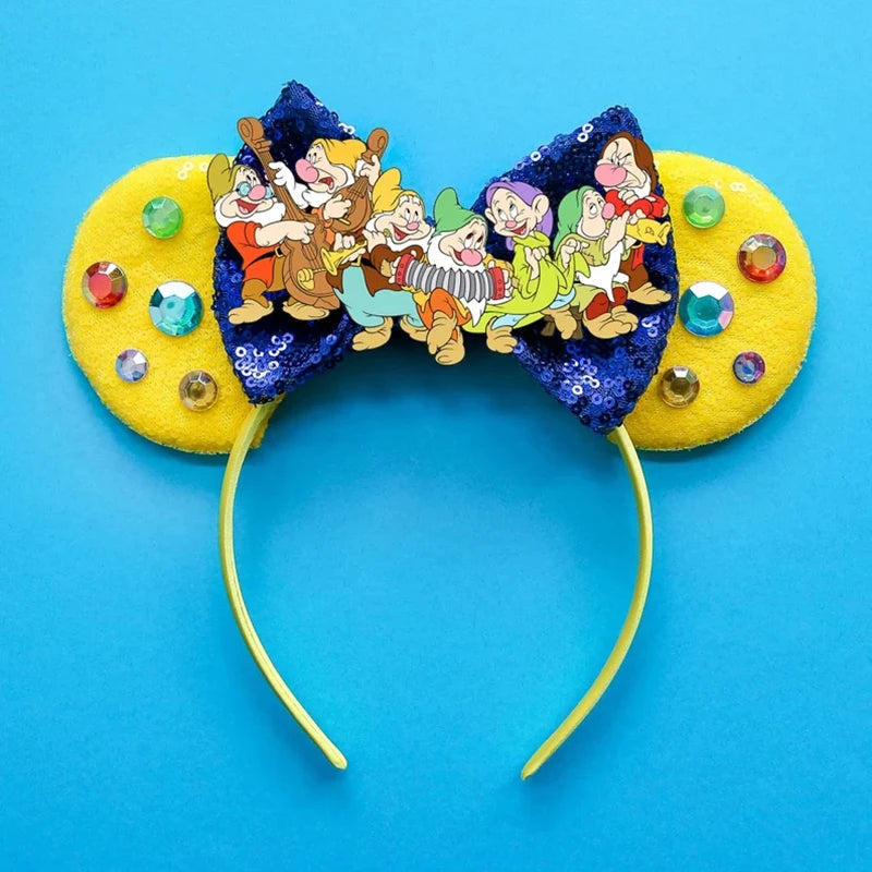 Cute Lilo & Stitch Headbands for Girls Leaves Ears Hair Bands Kids Disney Angel Hair Accessories Women Sequins Bow Baby Headwear