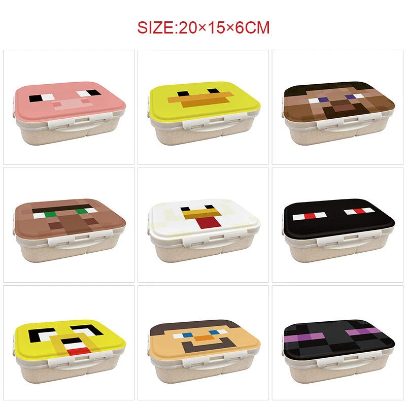 Minecrafted 3-piece Japanese-style insulated lunch box with a detachable handle and lid, suitable for women, backpacking, office