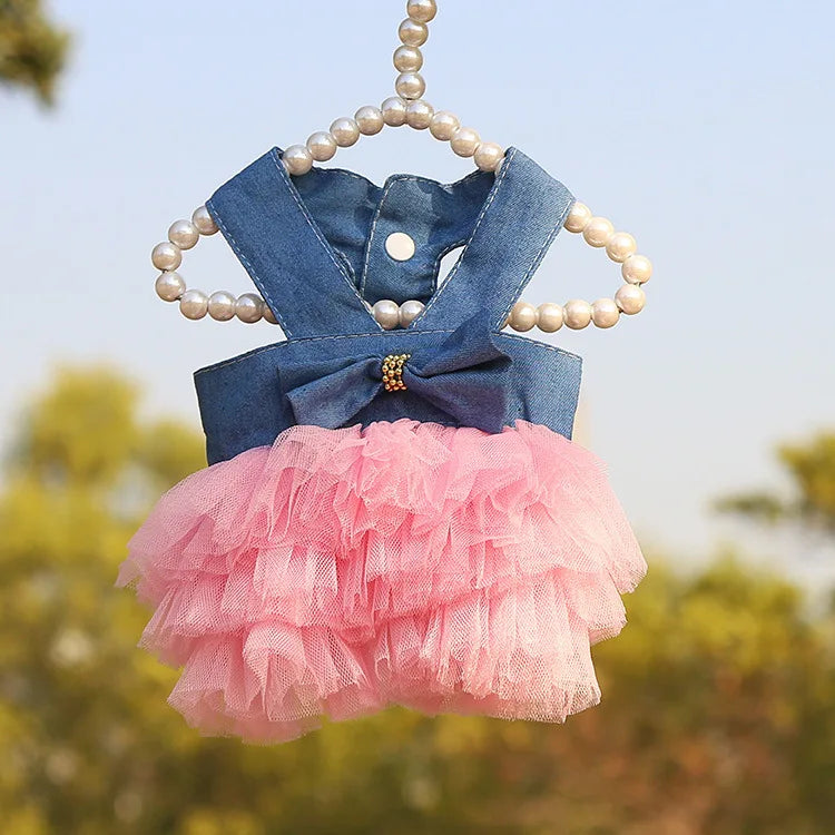Dog Dress Puppy Clothes Pet Dog Clothing Striped Suspender Mesh Skirt for Small Medium Dogs Apparel Pet Product Supplies