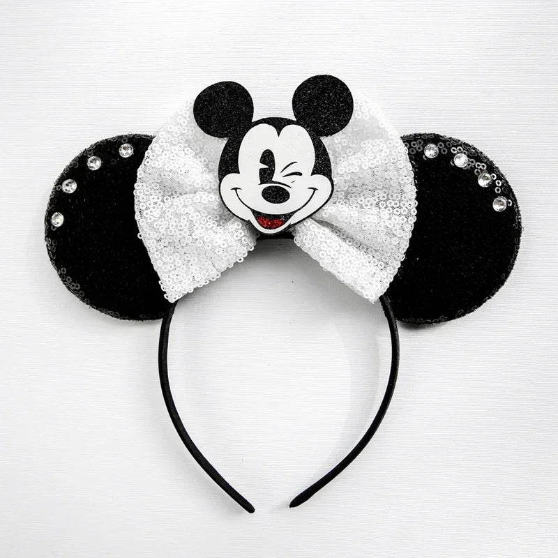 Cute Lilo & Stitch Headbands for Girls Leaves Ears Hair Bands Kids Disney Angel Hair Accessories Women Sequins Bow Baby Headwear