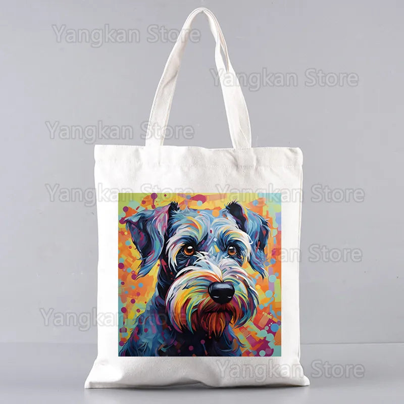 Schnauzer Ladies Handbags Cloth Women Female Foldable Canvas Shoulder Bag Canvas Tote Eco Shopping Bag Canvas Tote Bag Casual
