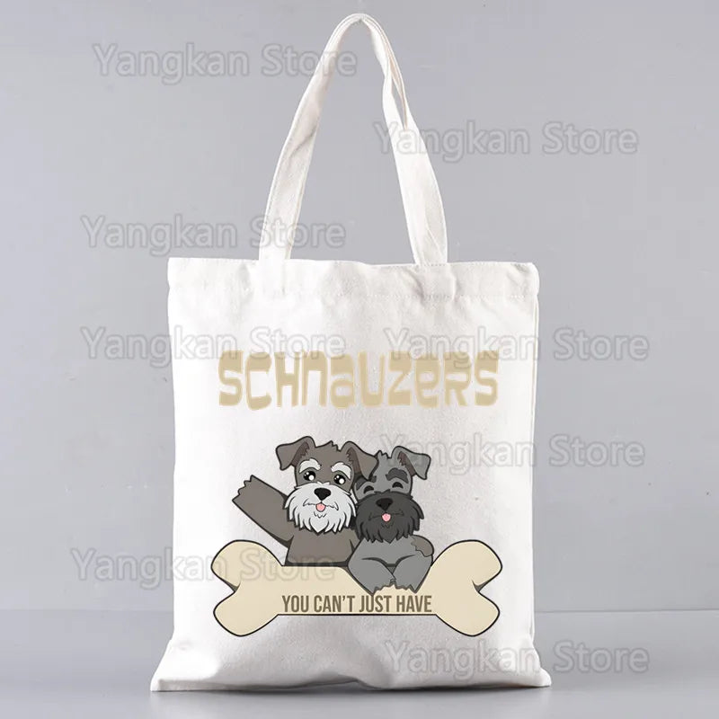 Schnauzer Ladies Handbags Cloth Women Female Foldable Canvas Shoulder Bag Canvas Tote Eco Shopping Bag Canvas Tote Bag Casual