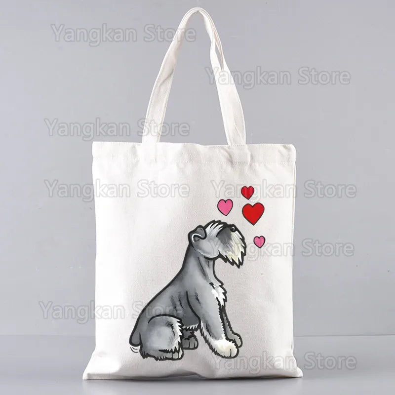 Schnauzer Ladies Handbags Cloth Women Female Foldable Canvas Shoulder Bag Canvas Tote Eco Shopping Bag Canvas Tote Bag Casual