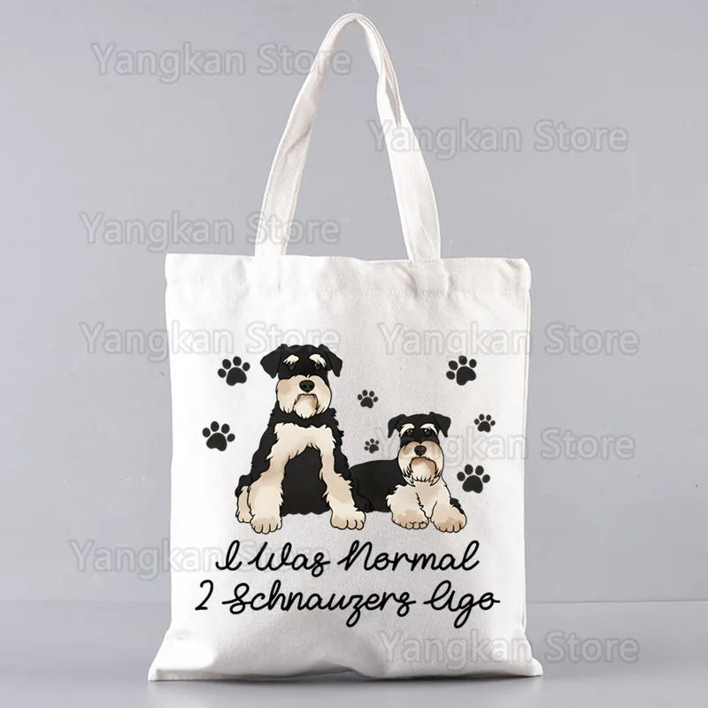 Schnauzer Ladies Handbags Cloth Women Female Foldable Canvas Shoulder Bag Canvas Tote Eco Shopping Bag Canvas Tote Bag Casual