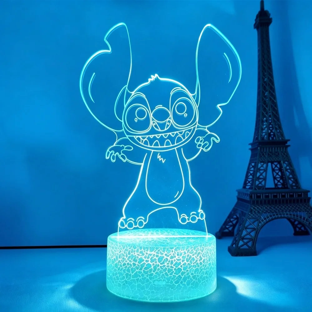 Lilo & Stitch 3D LED Night Light 7/16 Color Smart Touch Room Decor Bedside Night Light Birthday Valentine's Day Christmas Gift