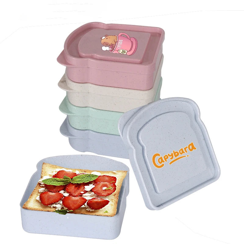 Capybara Sandwich Food Storage Case Container Salad Fruits Snack Storage Box with Lid Reusable Microwave Lunch Box Bread Case