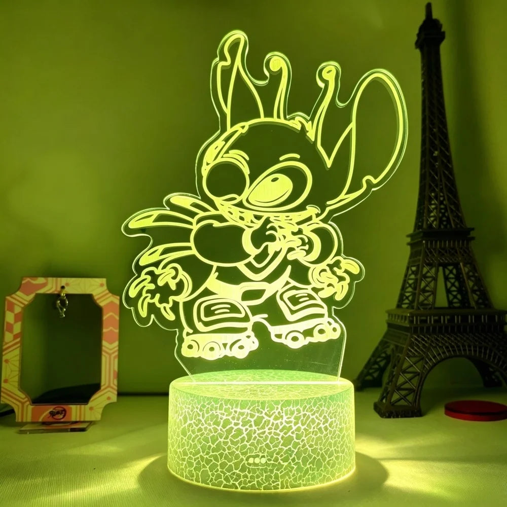 Lilo & Stitch 3D LED Night Light 7/16 Color Smart Touch Room Decor Bedside Night Light Birthday Valentine's Day Christmas Gift