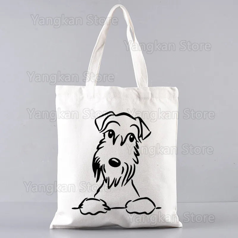 Schnauzer Ladies Handbags Cloth Women Female Foldable Canvas Shoulder Bag Canvas Tote Eco Shopping Bag Canvas Tote Bag Casual