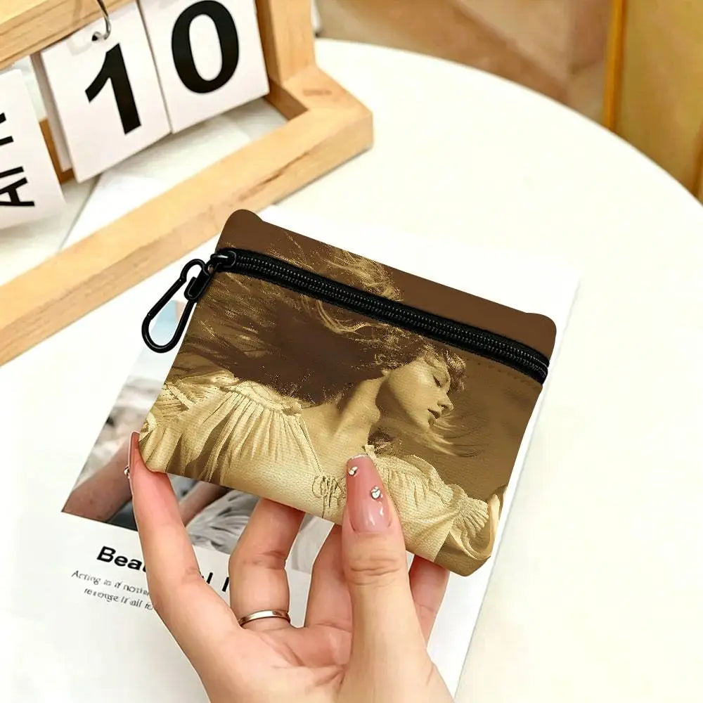 Singer T-Taylor-S-Swift-ES T-TTPD Oxford Fabric Mini Wallet Smooth Zipper Hanging Design Multi-use Small Storage Bag For Travel