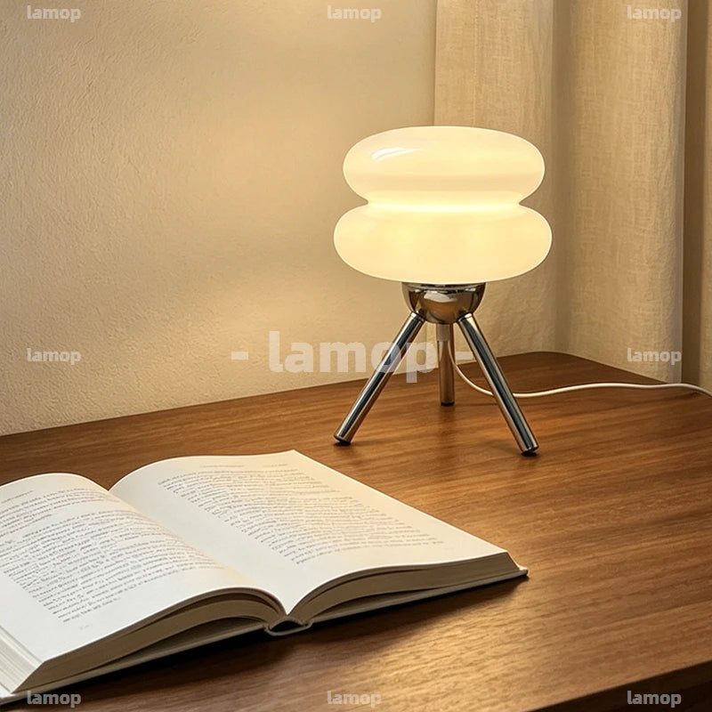 Minimalist Nordic‑style bedroom desk lamp wired ambient light cream‑colored bedside high‑appearance‑quality