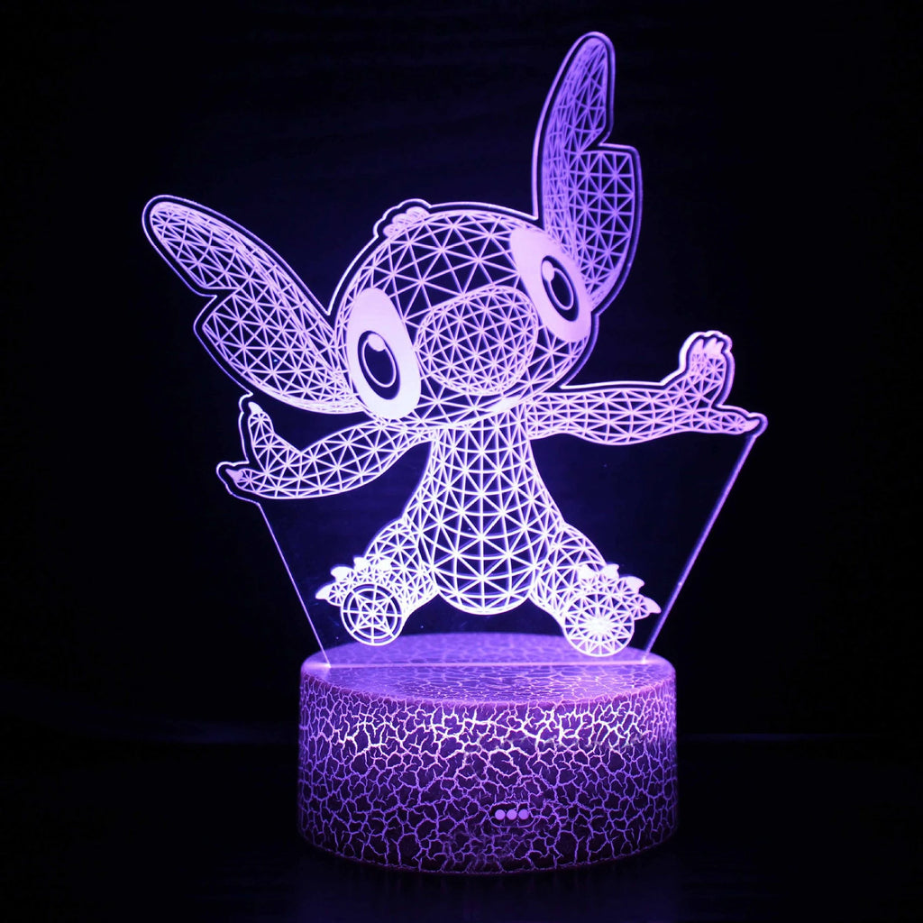 Lilo & Stitch 3D LED Night Light 7/16 Color Smart Touch Room Decor Bedside Night Light Birthday Valentine's Day Christmas Gift