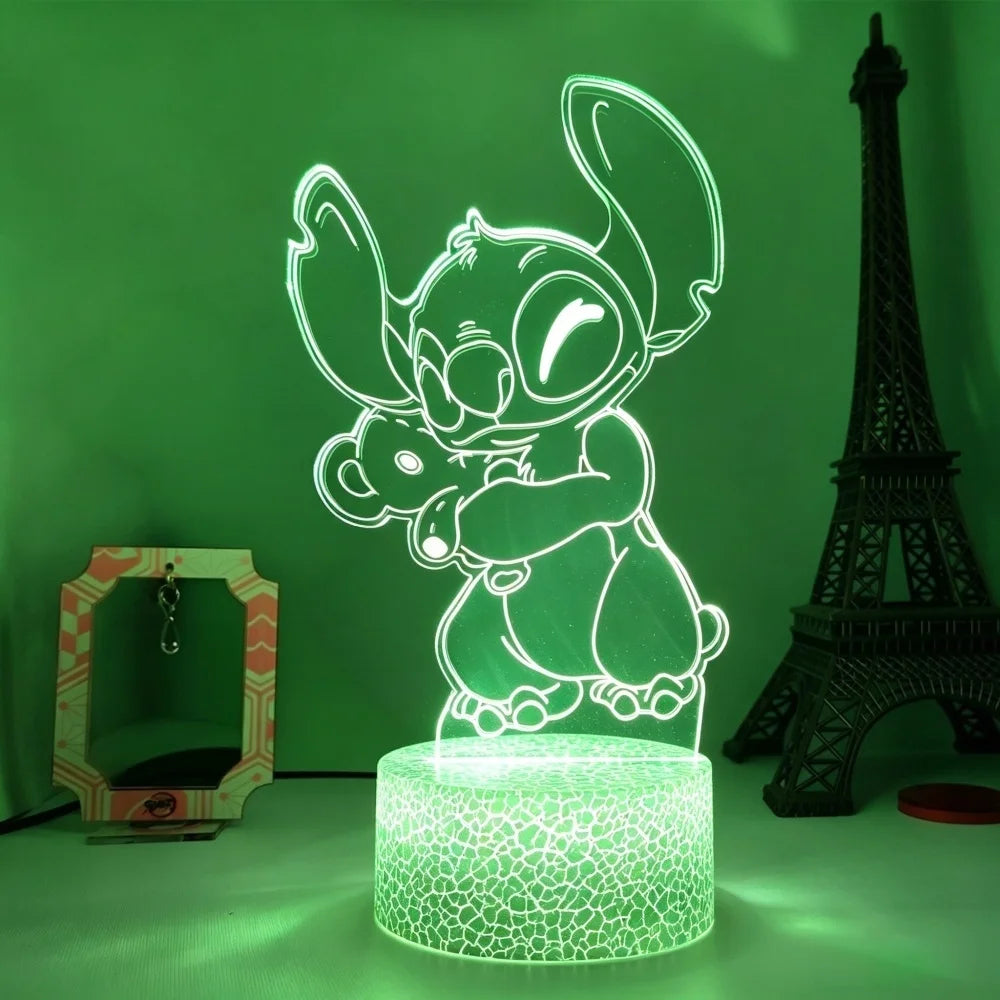 Lilo & Stitch 3D LED Night Light 7/16 Color Smart Touch Room Decor Bedside Night Light Birthday Valentine's Day Christmas Gift